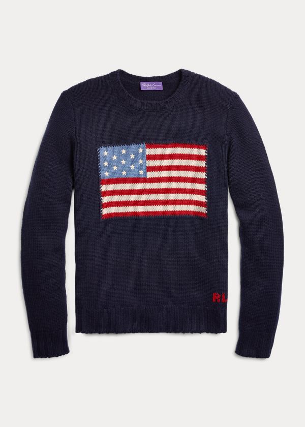 Men's Ralph Lauren Flag Cashmere Crewneck Sweater | 621435XDP